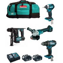 Makita - Kit 18V MSB4P2A (DHR171 DGA504 DDF482 DTD154 2 x 5,0 Ah DC18RC Trolley)