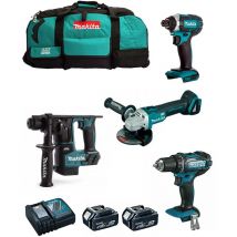 Makita - Kit MK401 (DDF482 DHR171 DGA504 DTD152 2 x 5,0 Ah DC18RC LXT600)