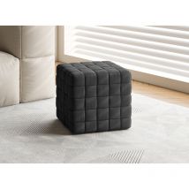 MALEK - Pouf carré en velours noir tressé MALEK