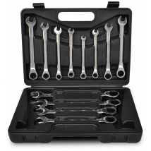 Malette jeu de 12 clés mixtes à cliquet outils garage atelier bricolage noir