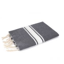 Malibu xl - fouta traditionelle unie malibu xl - rayure classique - 100X200 cm - Beach Towel - Grismoyen - 100x200x1cm