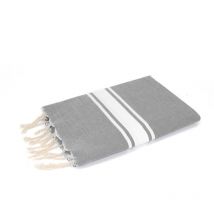 Malibu xl - fouta traditionelle unie malibu xl - rayure classique - 100X200 cm - Beach Towel - Grisperle - 100x200x1cm