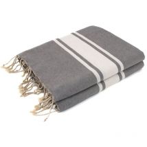 Malibu xxl - fouta famiglia xxl malibu - rayure classique - 200X200 cm - Beach Towel - Grismoyen - 200x200x1cm