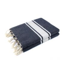 Malibu xxl - fouta famiglia xxl malibu - rayure classique - 200X200 cm - Beach Towel - Bleujean - 200x200x1cm
