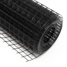 Malla de alambre cuadrada 12x12mm de color negro, rollo 10m y altura 100cm, de acero galvanizado