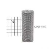 Malla electrosoldada galvanizada 25x25 mm luz,2.0 mm diámetro de alambre. Rollo de 25 m. 0.6 m