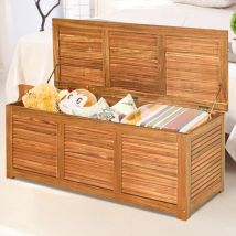 Malle en Bois d'Acacia Coffre Boîte de Rangement 120 x 45 x 45 cm Charge Max 150KG pour Terrasse Jardin ou Cour Nature CW1540 Maison Chic