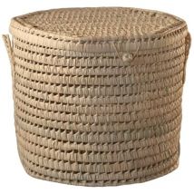 Malle ronde feuille de palmier Naturel 50x50x40 cm