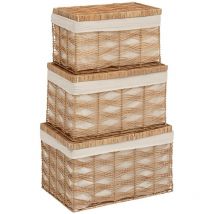 Atmosphera Créateur D'intérieur - Lot de 3 malles en rotin Rosy L50 55 59cm beige