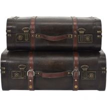 The Home Deco Factory - Set de 2 malles vintages en bois Arthur