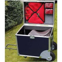 Chariot bleu royal: Mallette de voyage en plastique laminé avec poignée rabattable