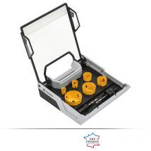 Peugeot Psp - Mallette 8pcs scies cloches bimétal composée de 6 scies cloches Ø19-25-35-40-54 et 67mm +foret centreur petit diamètre+foret centreur
