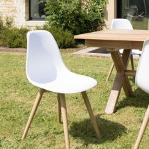 Macabane - malo - Lot de 2 chaises blanches pieds couleur naturelle