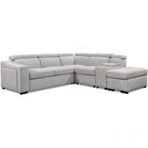 Mobilier Deco - malone xl - Canapé d'angle convertible avec coffre en tissu beige - Angle droit
