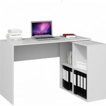 Hucoco - malox Scrivania per computer ad angolo 2 in 1 Libreria Mobile contenitore a 4 nicchie Tavolo per computer multi-spazio