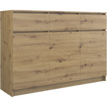Malwa 3D3S Kommode – 3 Türen, 3 Schubladen – 120 cm Breite, 97 cm Höhe, 40 cm Tiefe – Laminierte Spanplatte, ABS-Kunststoff