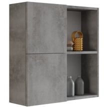 Mama Store - Atena Pensile Doppio 2 Ante con vani a Giorno, Grigio Cemento, L.71 x P.22 x H71 cm