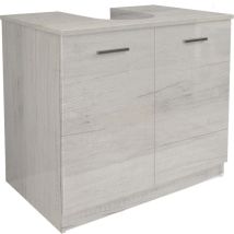 Copricolonna Mobile In Kit Da Montare Sottolavabo Con 2 Ante Quercia Bianco, L. 70cm X P. 46cm X H.62cm - Mama Store