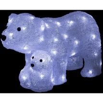 Ours et ourson lumineux extérieur H27cm 60 led à panneau solaire - Feeric lights & christmas