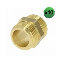 Lot de 10 Mamelons laiton double mâle à visser pour tube cuivre - Dimensions: 12x17