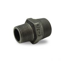 Mamelon reduit male/male en fonte malleable, noir 2X1
