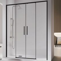 Kassandra - Frontal de ducha 2 Fijos + 2 Puertas Correderas 139-141.6 cm delta 2 Negro