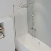 Mampara de bañera fijo, cristal de 5 mm, mampara de bañera de 1 panel capri, mampara de bañera fijo Schulte cristal transparente, perfil de aluminio
