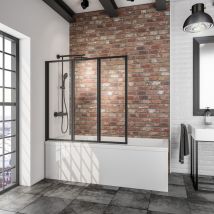Mampara de bañera plegable, sin taladrar, 127 x 140 cm, mampara de bañera giratoria para pegar, pared de bañera Schulte 3 persianas, cristal
