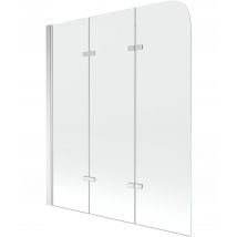 Mampara de Bañera 3 hojas Vidrio transparente, 120x140 cm, Perfil cromo