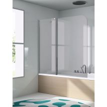Mileto - Mampara de Bañera Frontal de 1 cristal fijo + 1 cristal abatible - Cristal de Seguridad de 6 mm - Modelo 300 BAN-2 (48 + 72 = 120 cm)