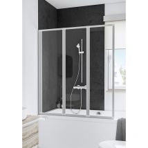 Mampara de bañera plegable, 127 x 140 cm, 3 paneles, perfil aluminio-plata, Golf Schulte vidrio sintético