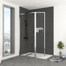 Mampara de Ducha con Defelctor 90+40x200 cm - Cromada - chromed contouring