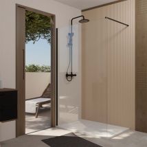 Aurlane - Mampara de Ducha 120x200cm - Vidrio Templado de 8mm - Perfil Negro