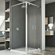 Mampara de ducha 2 hojas abatibles vidrio impreso h 185 mod. Sintesi Duo 2 Hojas 80x100 ap. 100 cm rectangular
