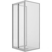 Idralite - Mampara de ducha 3 lados 2 fijos+2 hojas abatibles vidrio transparente h 198 mod. West 90x90x90 cm ap. 90