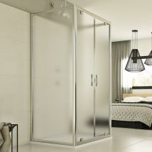 Idralite - Mampara de ducha 3 lados abatible vidrio impreso h 198 cm mod. Cristal Trio 2 Hojas 90x110x90 cm rectangular