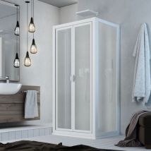 Forte - Mampara de ducha 3 lados 80x95x80 cm h 190 de acrílico color blanco mod. Delta trio