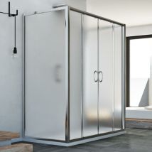 Idralite - Mampara de ducha 3 lados deslizante vidrio impreso h 185 mod. Replay Trio 2 Hojas 75x150x75 cm