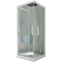 Forte - Mampara de ducha 3 lados pvc 70x120x70 corredera Blanco Matt Kolors Trio