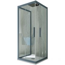 Forte - Mampara de ducha 3 lados pvc 75x75x75 corredera Azul Marino Kolors Trio