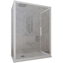 Forte - Mampara de ducha 3 lados pvc 90x130x90 corredera Blanco Glax 3 lati