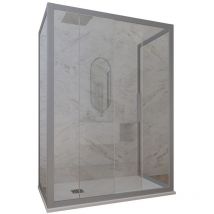 Forte - Mampara de ducha 3 lados pvc 90x140x90 corredera Plata Deco Trio