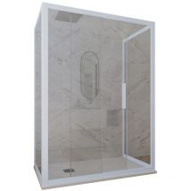 Forte - Mampara de ducha 3 lados pvc 90x160x90 corredera Azul Vintage Deco Trio