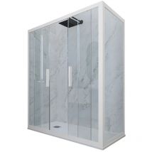 Forte - Mampara de ducha 70x120 cm corredera Blanco Matt Glam Duo