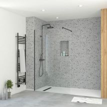Aurlane - Mampara de Ducha 120x195 cm - Vidrio 5 mm - Acabado negro