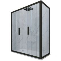 Forte - Mampara de ducha 90x160 cm corredera Negro Mate Glam Duo