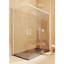 Mampara rectangular 2 correderas + 2 fijos, sin perfil inferior, REVERSIBLE, Vidrio de seguridad 6mm antical -117,5-120 x 77,5-80cm- H= 195cm, Blanco