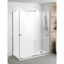 Mampara de Ducha Angular - 2 Hoja Fija + 1 Puerta Corredera - Modelo Arabela Cromo Q3 (75 x 125)