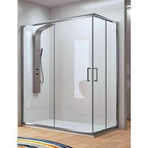 Mileto - Mampara de Ducha Angular - 2 Hoja Fija y 2 Puerta Corredera - Cristal de Seguridad de 6 mm - Modelo Bella Q4 (90 x 110)