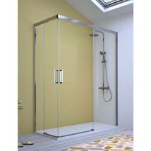 Mileto - Mampara de Ducha Angular - 2 Hoja Fija y 2 Puerta Corredera - Cristal de Seguridad de 6 mm - Modelo Cuatrocientos Q4 (100 x 115)